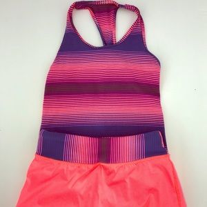 Ivivva striped pink/blue tank top and skort set.